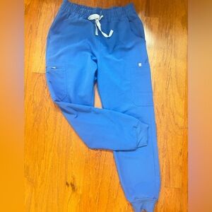 High Waisted Uman Relaxed Jogger Scrub Pants, Royal Blue